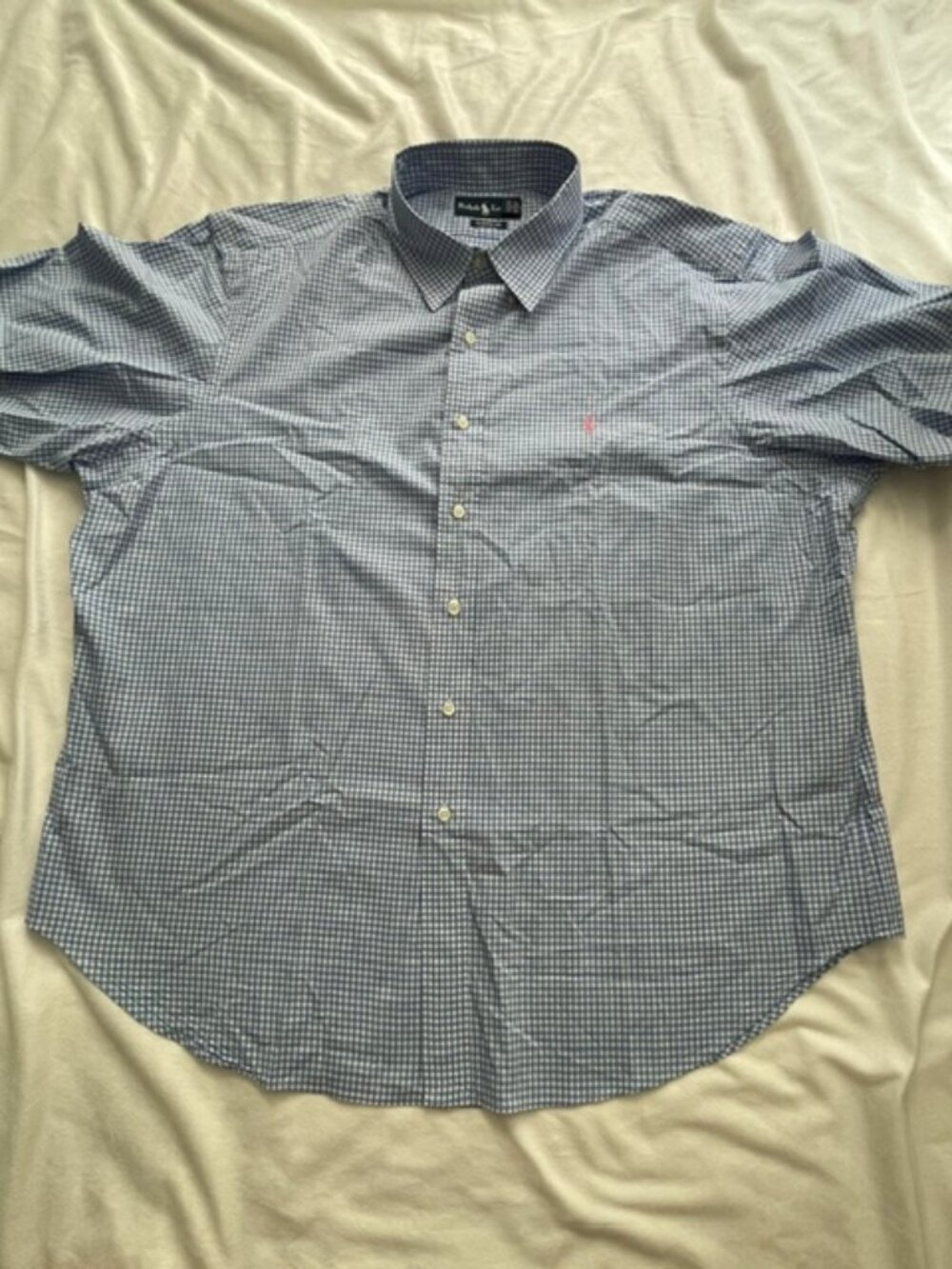 Ralph Lauren Men's Gingham Classic Plaid Fit Shirt, Blue, Size XXL